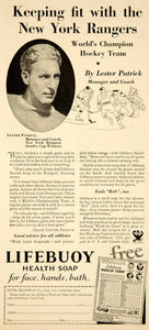 1934 Ad Lifebuoy Health Soap Lever Brothers Hockey Lester Patrick Hygiene YOR2