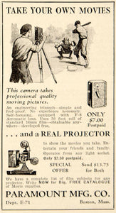 1934 Ad Paramount Manufacturing Camera Projector Moving Pictures 16mm Film YOR2