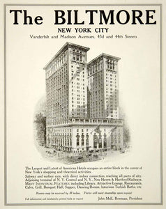1917 Ad Biltore New York City Hotel Hospitality John McE Bowman YOW1