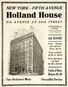 1917 Ad Holland House 5th Avenue New York Hotel Hospitality Charlton Rivers YOW1
