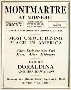 1917 Ad Montmartre Midnight Restaurant New York Doraldina Dance Dine YOW1