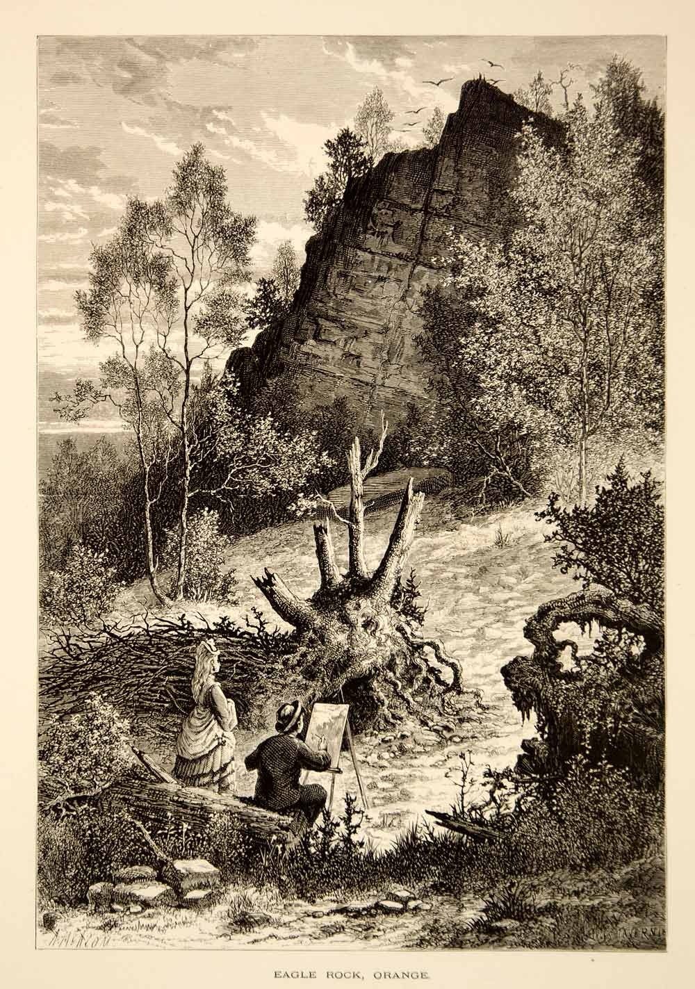 1872 Wood Engraving Eagle Rock Reservation New Jersey Park Jules Tavernier YPA1