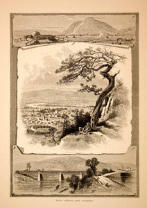 1874 Wood Engraving Port Jervis D & H Canal Mt William Lackawaxen Aqueduct YPA3