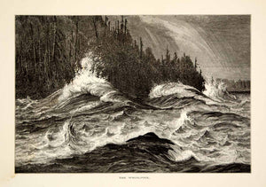 1894 Wood Engraving Niagara Falls Whirlpool River Waves Gorge Harry Fenn YPA4