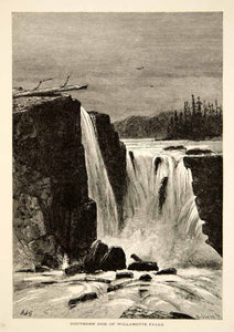 1894 Wood Engraving Willamette Falls Oregon River Robert Swain Gifford Art YPA4