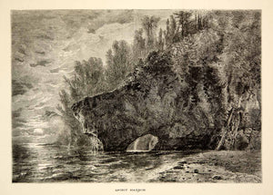 1894 Wood Engraving Spirit Harbor Lake Superior Natural Arch William Hart YPA4