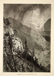 1894 Wood Engraving Cumberland Gap Appalachian Mountains Landscape Antique YPA4