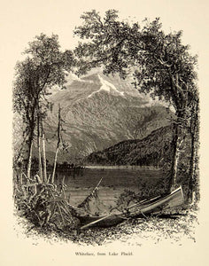 1894 Wood Engraving Whiteface Mountain Lake Placid Adirondack Mountains YPA4