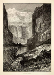 1894 Wood Engraving Marble Canyon Colorado River Arizona Thomas Moran Art YPA4