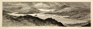 1894 Wood Engraving Lake George Adirondack Mountains Landscape Antique Art YPA4