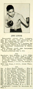 1936 Print Portrait Joe Louis Brown Bomber Heavyweight Boxer Black YPBR1