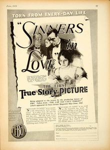 1928 Ad Sinners Love True Story Pictures Macfadden Building New York Movie YPC1