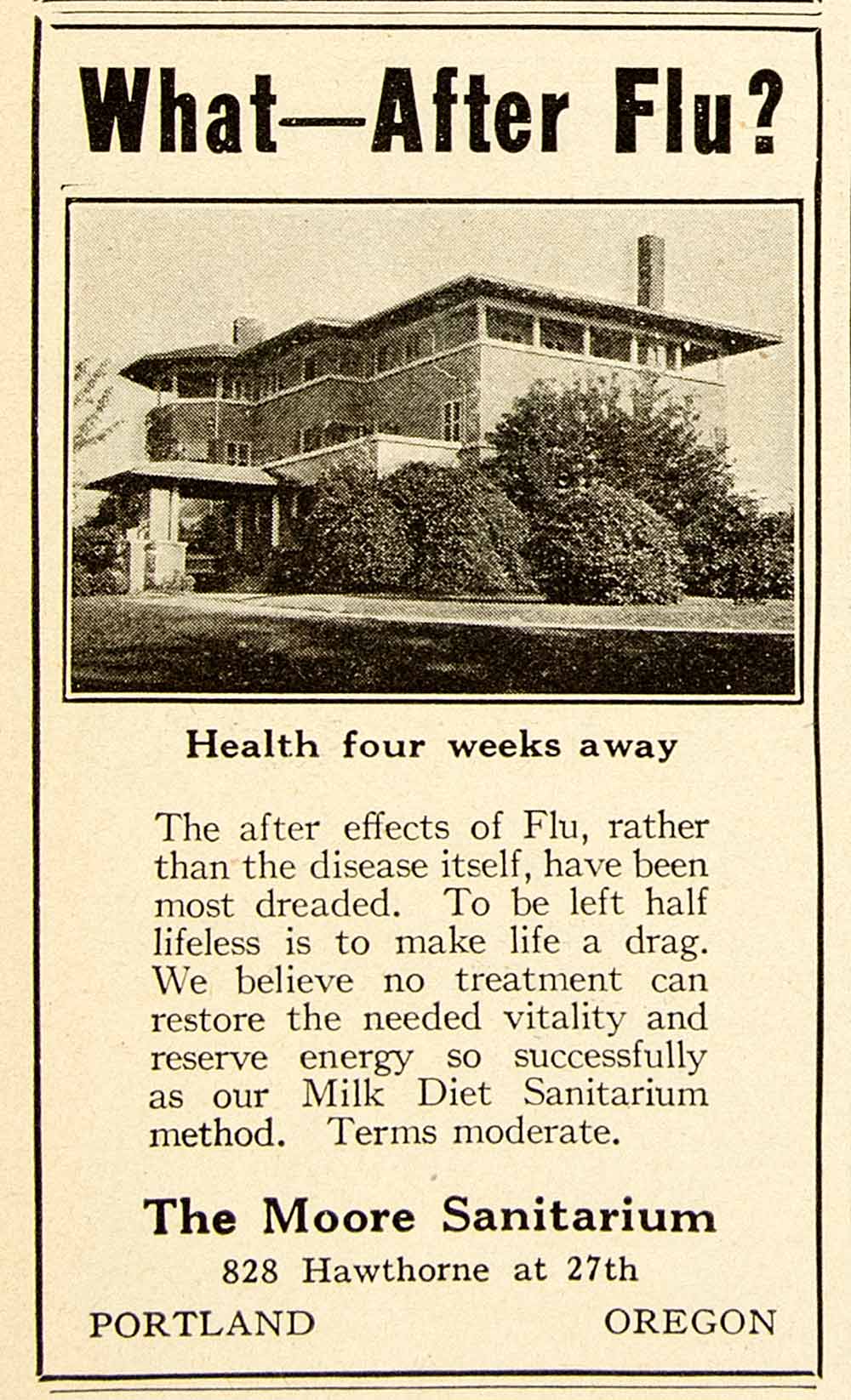 1922 Ad Moore Sanitarium 828 Hawthorne 27th St Portland Oregon Medical YPC1