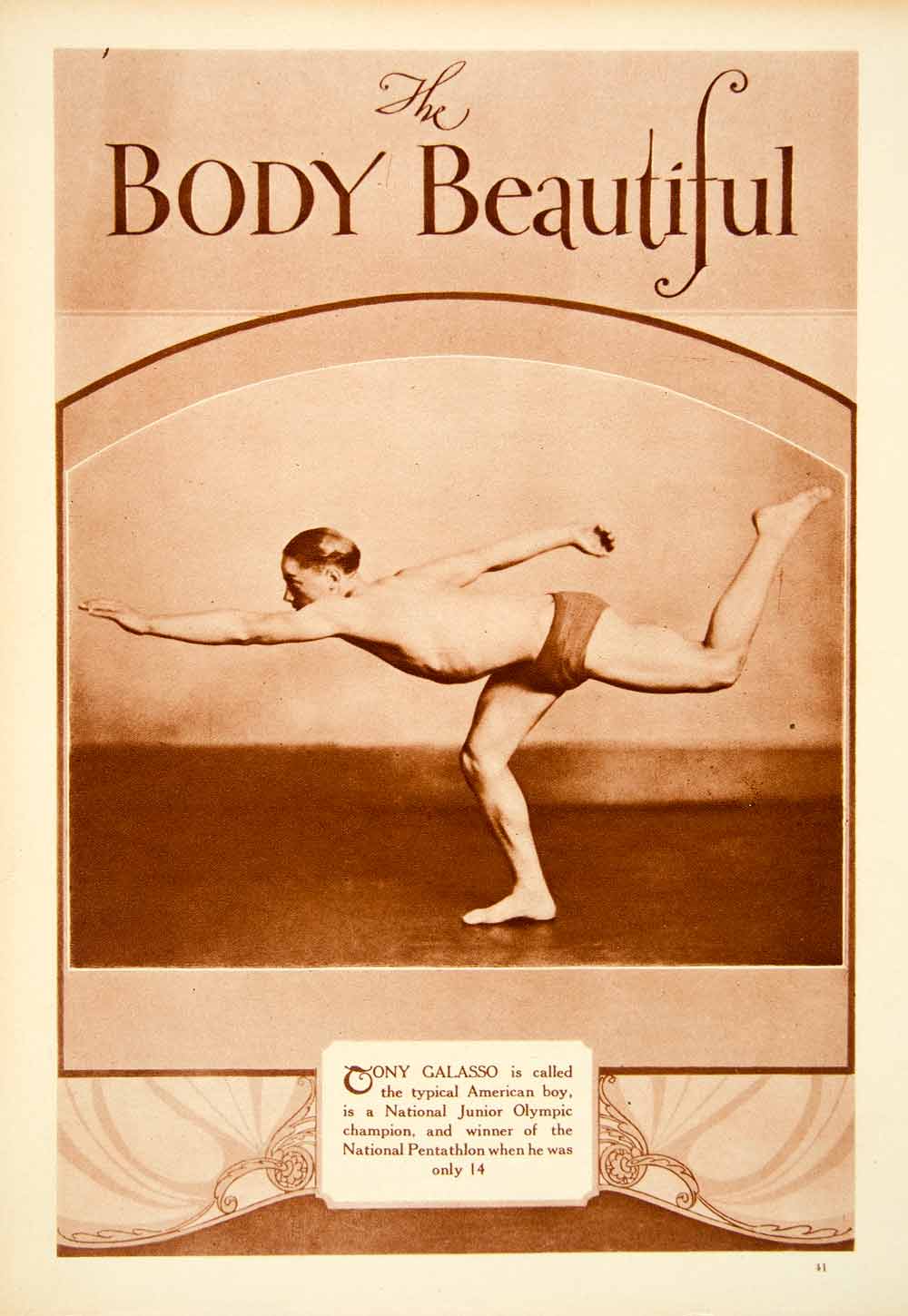 1928 Rotogravure Body Beautiful Physical Fitness Tony Galasso Olympic YPC1