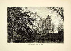 1876 Wood Engraving Warwick Castle England Architecture Historic Famous YPE1 - Period Paper
