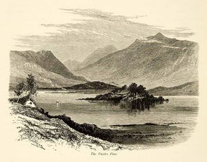 1876 Wood Engraving Twelve Pins Bens Mountain Range Ireland Landscape YPE1