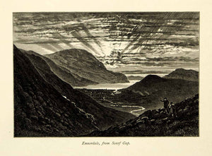 1877 Wood Engraving Ennerdale Water Lake District National Park Cumbria YPE2