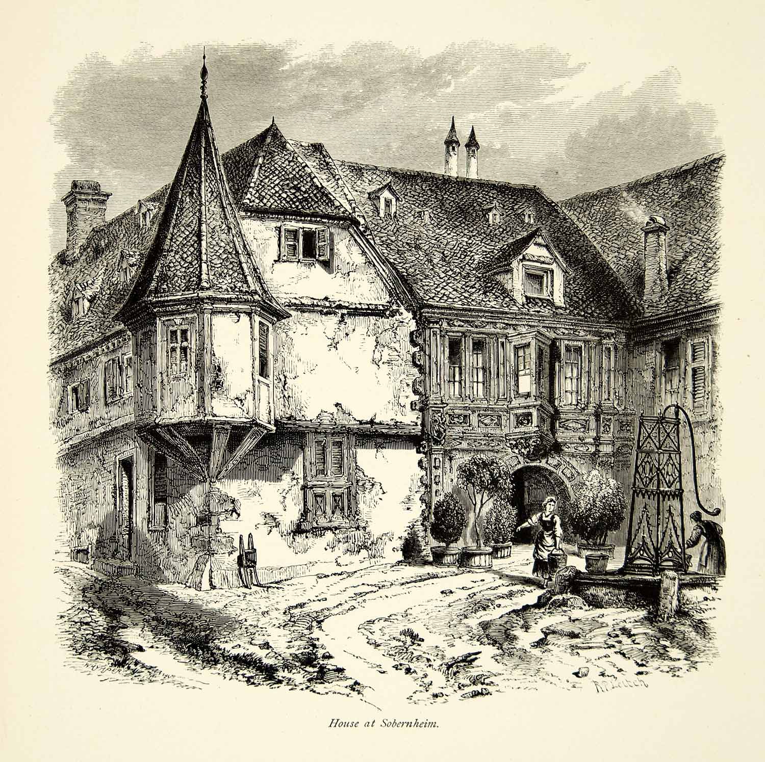 1877 Wood Engraving Bad Sobernheim Rhineland-Palatinate Germany Europe YPE2
