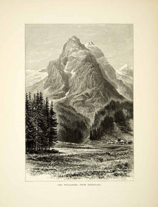 1877 Wood Engraving Wellhorn Bernese Oberland Alps Mountains Switzerland YPE2
