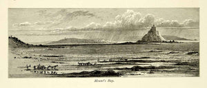 1878 Wood Engraving Art Mounts Bay English Channel UK Grey Rock Coast YPE3
