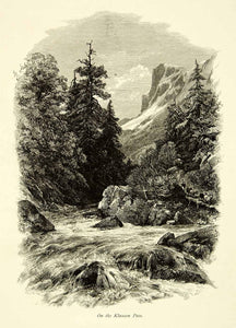 1879 Wood Engraving Art Klausen Pass Uri Switzerland Europe Alps Mountains YPE4
