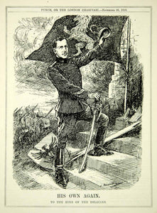 1918 Engraving WWI Cartoon PUNCH Albert I King Belgium Victory L