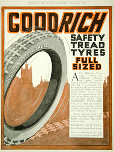 1916 Ad Vintage BF Goodrich Safety Tread Tyre Tire British Car Automobile Advert