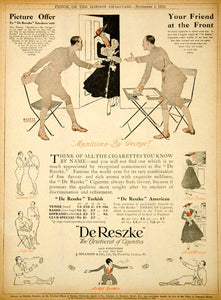 1916 Ad Vintage WWI De Reszke Cigarettes British Officers Smoking Rilette Advert