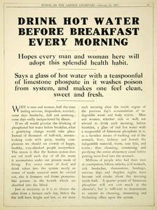 1917 Ad Limestone Phosphate Tonic Hot Water Drink Medical Quackery Health Advert