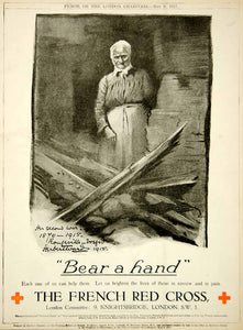 1917 Ad World War I French Red Cross Vosges France Herbert Ward Art Old Woman