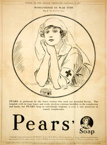 1917 Ad Vintage World War I Pears Soap Red Cross Nurse Illustration WWI Advert