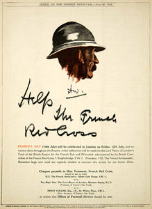 1918 Ad Vintage World War I French Red Cross Bastille Day Celebration Collection