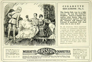 1916 Ad Vintage World War I Muratti's Ariston Cigarettes Officers British Advert