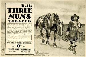 1916 Ad Bell's Three Nuns Pipe Tobacco British Cigarettes Musketeer Horse Advert