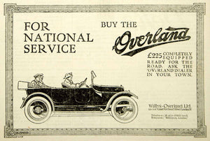 1917 Ad Vintage Overland British Car Automobile Willys-Overland WWI Advert