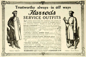 1917 Ad World War I Harrods Naval Service Uniform Yeltra Trench Coat WWI Advert