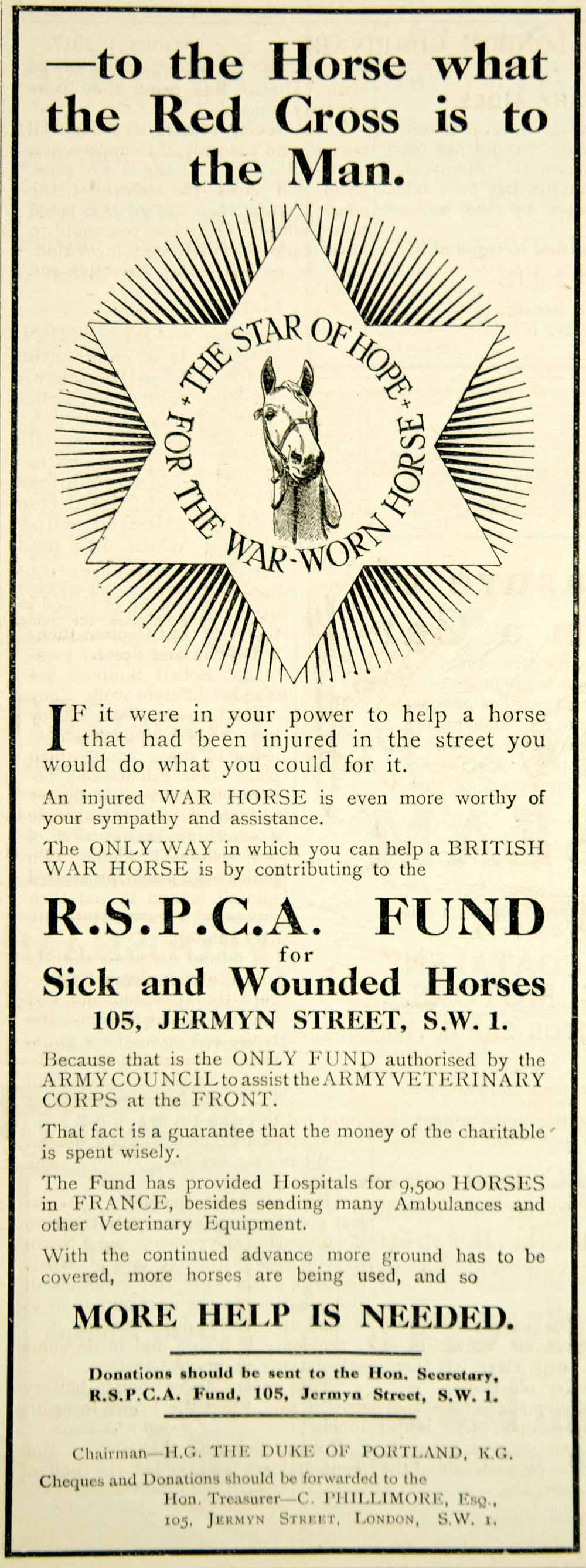 1917 Ad WWI Horses Royal Society for the Prevention of Cruelty to Animals RSPCA