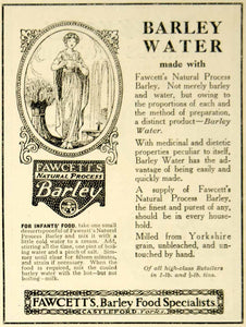 1918 Ad Vintage Fawcett's Natural Process Barley Water Heath Drink Infant Food