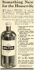 1918 Ad Vintage Milton Household Antiseptic Disinfectant Solution British Advert
