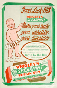 1913 Ad Wrigleys Spearmint Pepsin Chewing Gum Candy Food Baby Infant YPHJ1