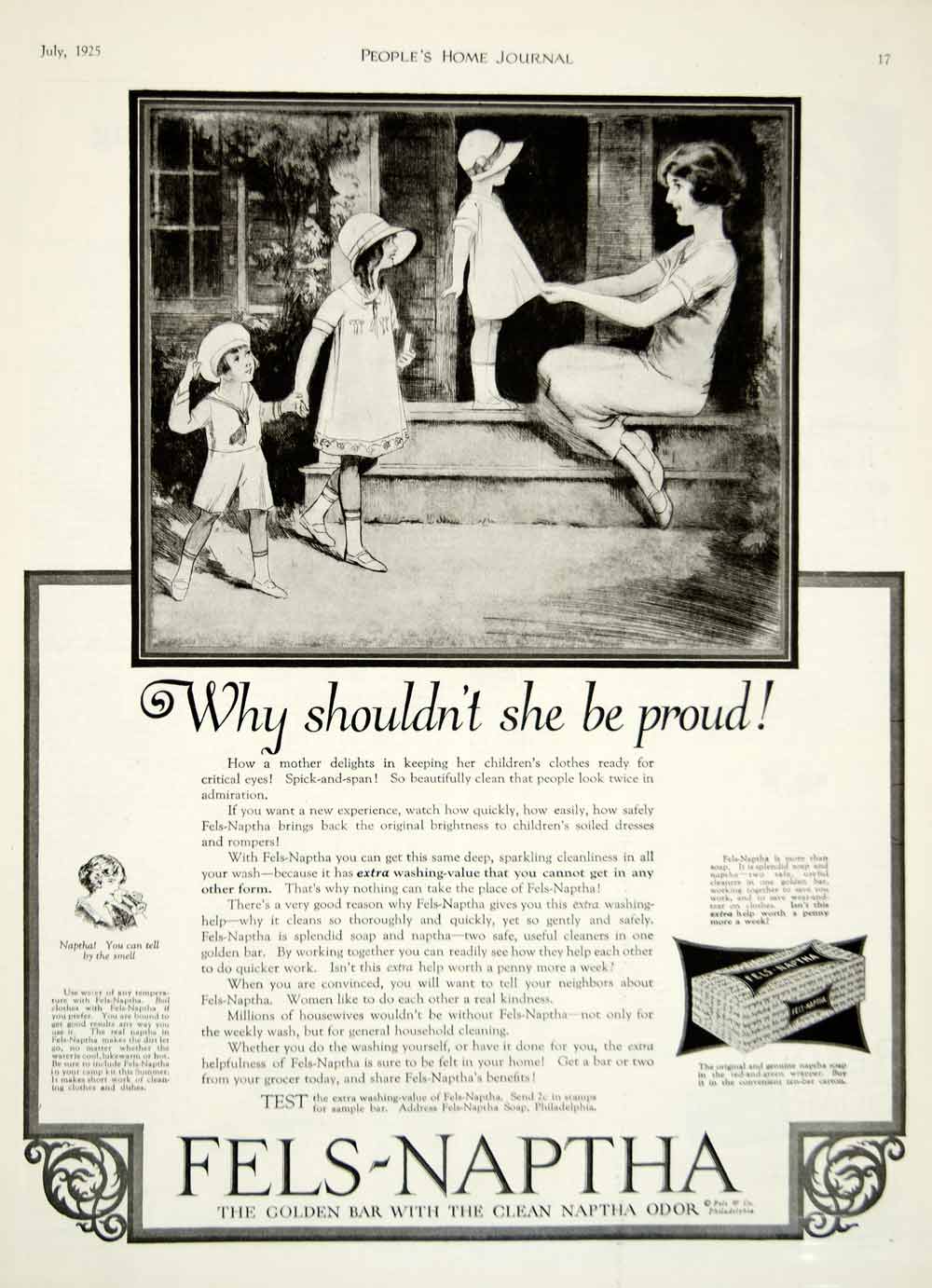 1925 Ad Fels-Naptha Soap Health Beauty Children Mother Roaring Twenties YPHJ1
