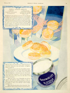 1927 Ad Snowdrift Shortening Baking Powder Biscuits Recipe Breakfast Food YPHJ1