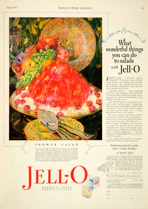 1927 Ad Guy Rowe Giro Art Jell-O Strawberry Gelatin Dessert Shower Salad YPHJ1