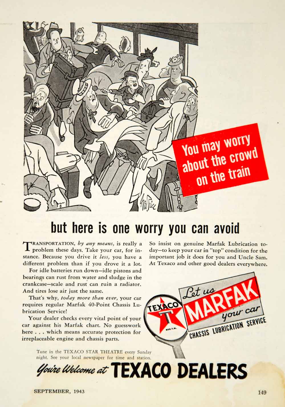 1943 Ad Texaco Chassis Lubrication Service Wartime World War II Automobile YPM1