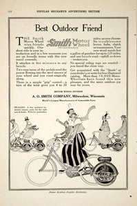1916 Ad Vintage A O Smith Company Detachable Bicycle Motor Wheel Motorcycle YPM1
