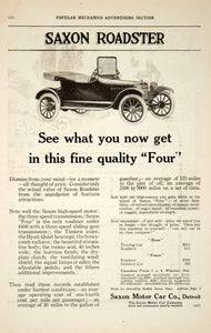 1916 Ad Saxon Motor Car Company Roadster Automobile High Speed Motor Image YPM1