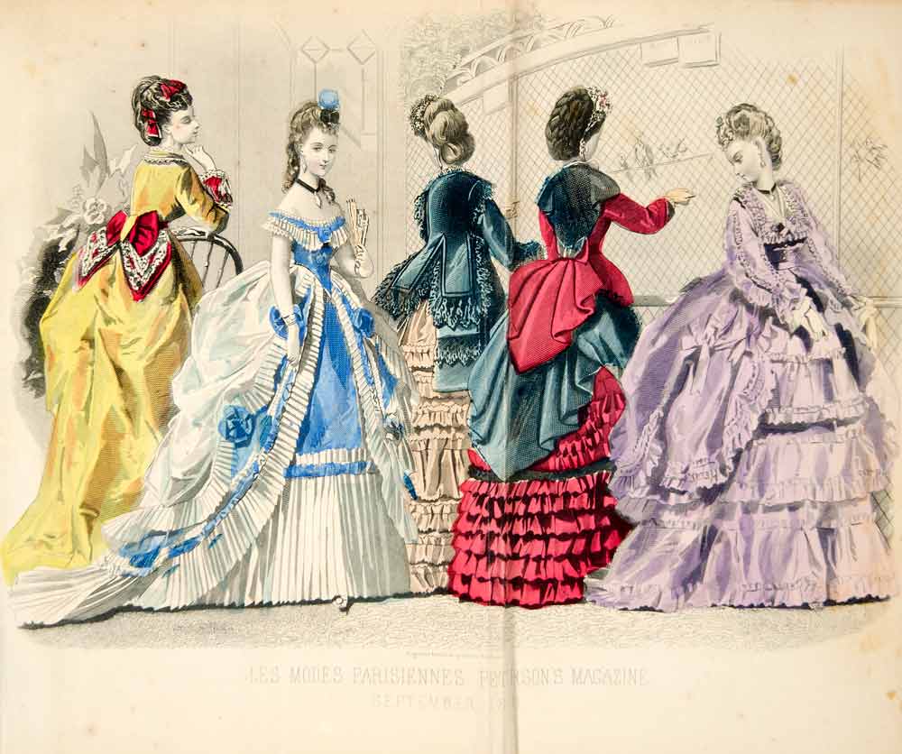 GODEYS Lady Victorian FASHION Plates Original Art 1870 Hand Color