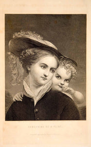 1870 Steel Engraving Victorian Mother Hat Baby Infant Thomas Buchanan Read YPM3 - Period Paper
