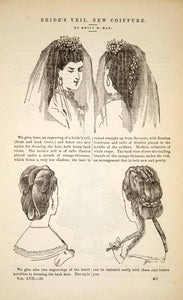 1870 Article Victorian Bridal Veil Bride Hairstyle Coiffure Hair Fashion YPM3