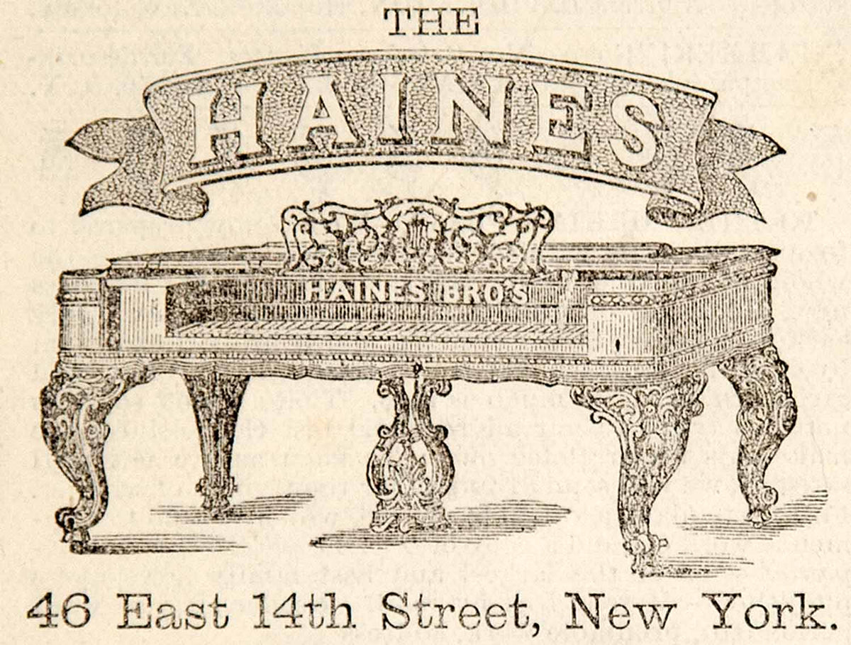 1870 Ad Antique Haines Piano Victorian Musical Instrument Keyboard Mus ...
